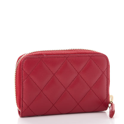Chanel Lambskin Quilted Zip Around Coin Purse Wallet Fuchsia 3 of 7