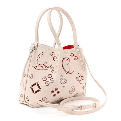 Christian Louboutin Calfskin Loubinthesky Mini Perforated Cabarock Spikes Tote Leche 3 of 10