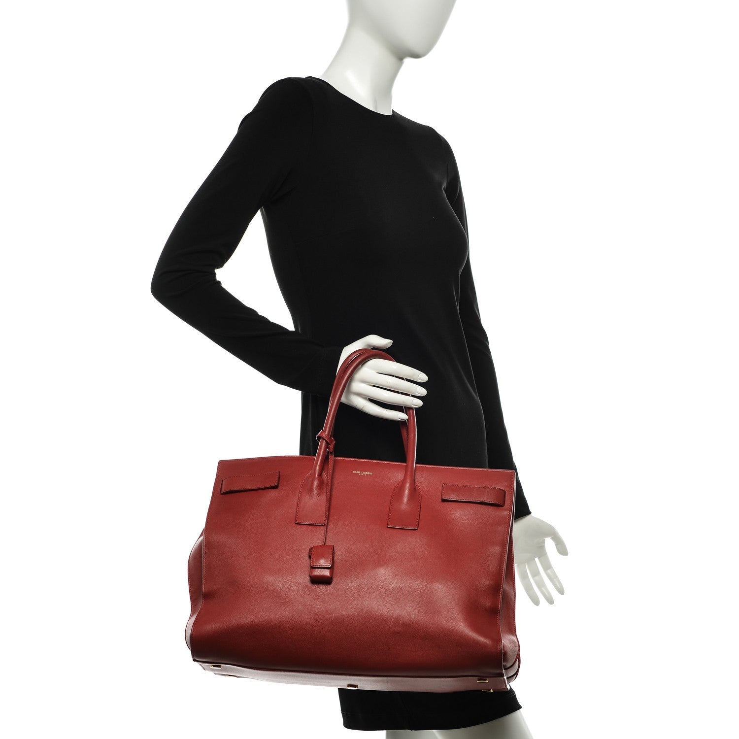Saint Laurent Calfskin Large Sac de Jour Carryall Red 2 of 11