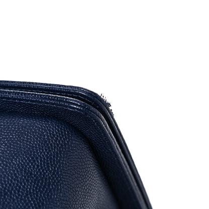 Chanel Caviar Quilted New Medium Boy Flap Dark Navy Blue 13 of 14