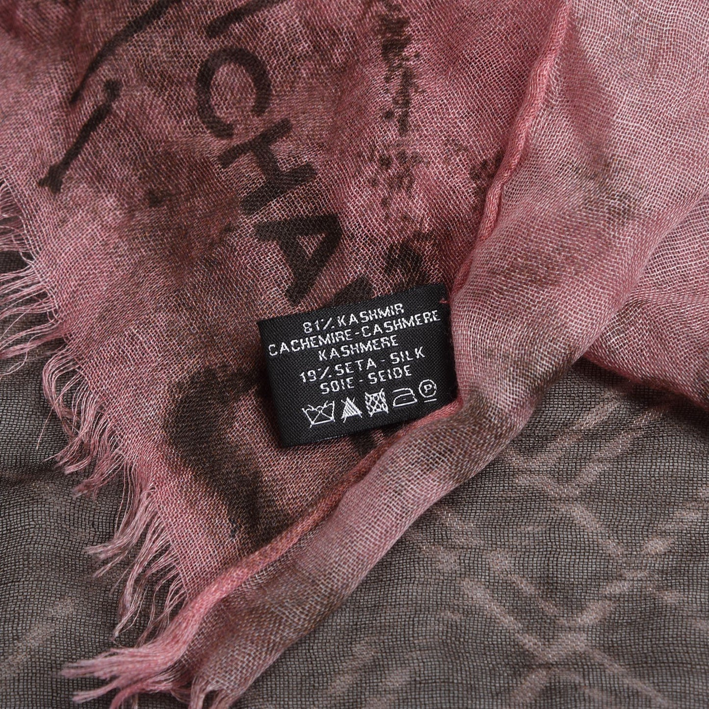 Silk Cashmere CC Logo Scarf Pink Brown