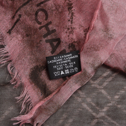 Chanel Silk Cashmere CC Logo Scarf Pink Brown 7 of 7
