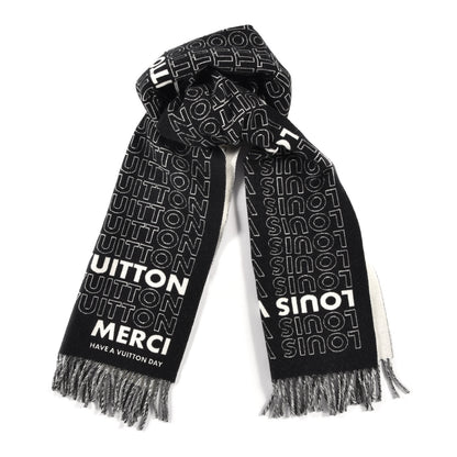 Louis Vuitton Wool Cashmere LV List City Scarf Black 1 of 3