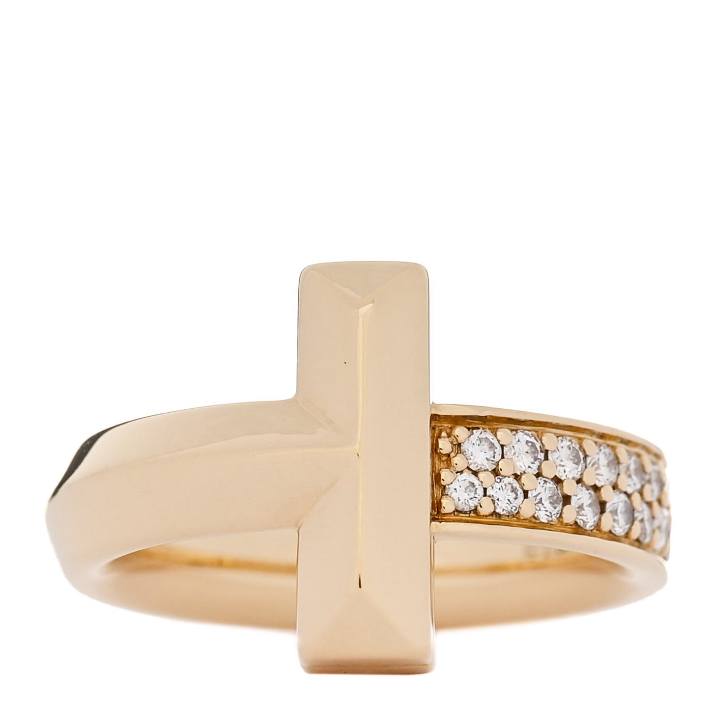 18K Yellow Gold Diamond T T1 Wide Ring 49 5