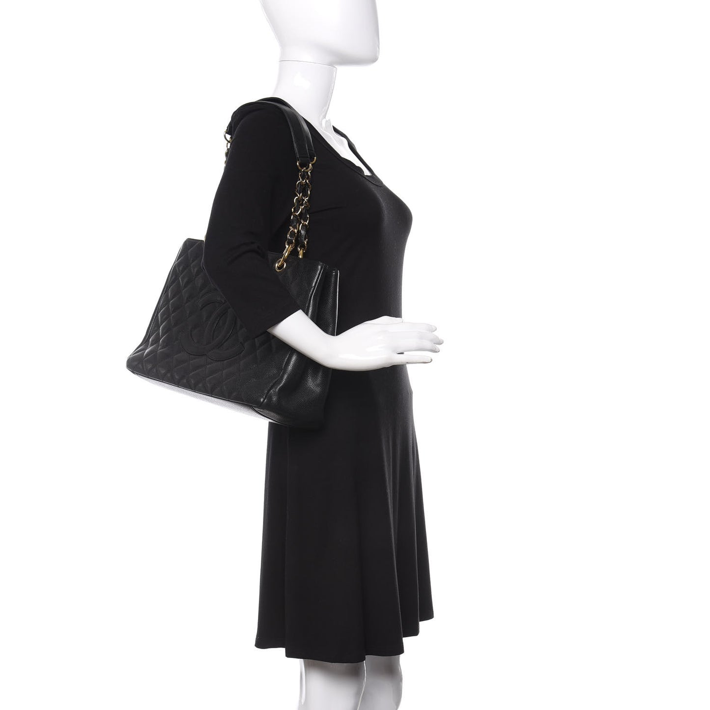 Caviar Quilted Grand Shopping Tote GST Black