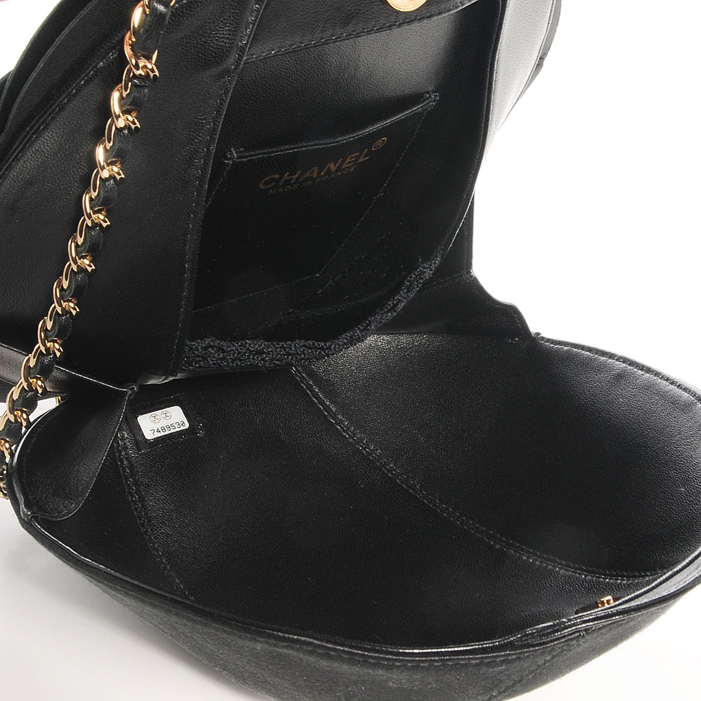 Leather Satin Camellia Evening Bag Black