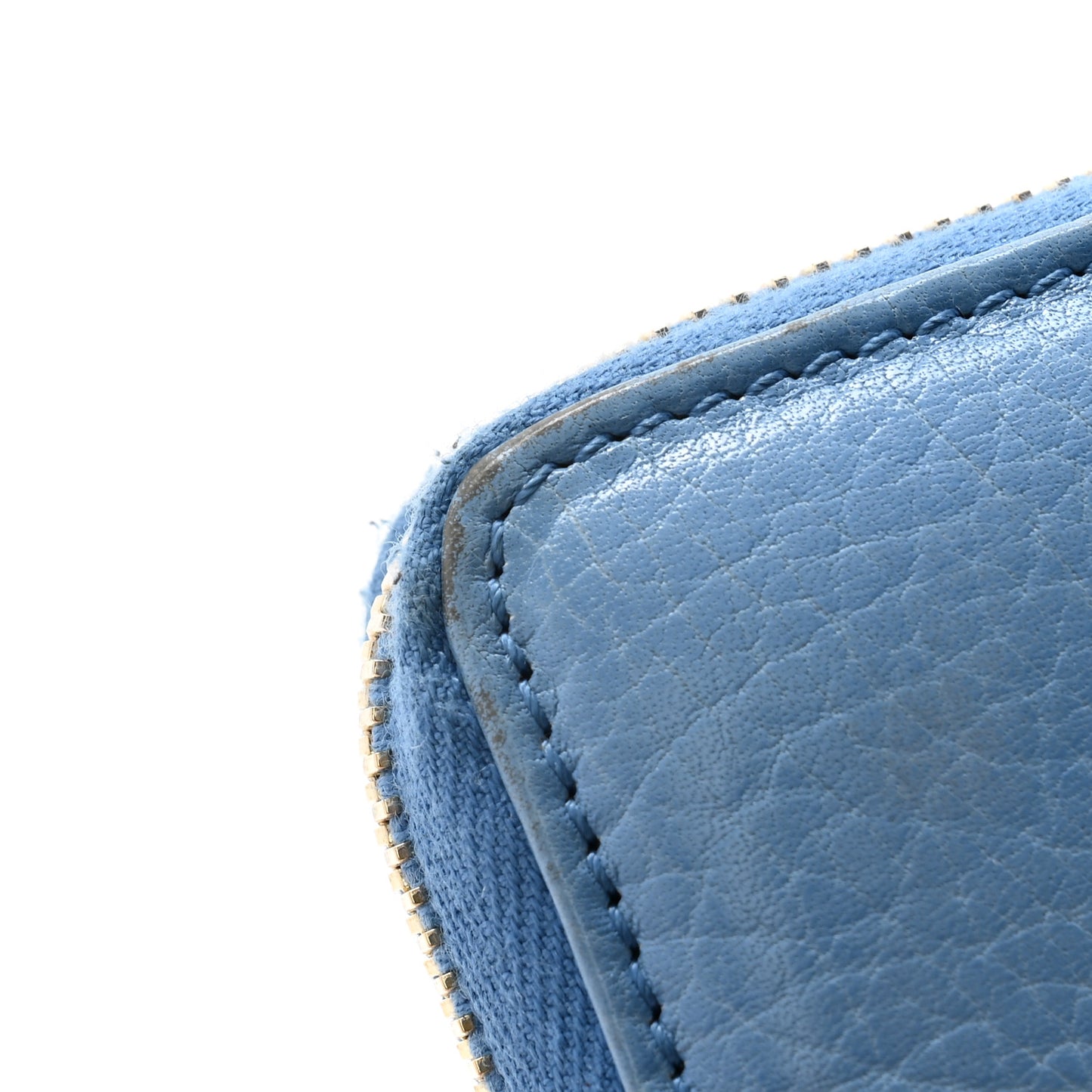 Pebbled Calfskin Bamboo Tassel Zip Around Wallet Blue