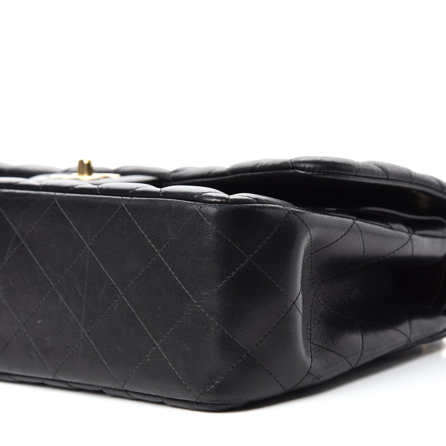 Lambskin Quilted Jumbo Double Flap Black