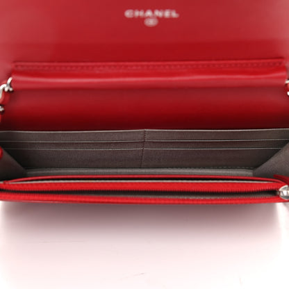 Chanel Patent Quilted Brilliant Wallet On Chain WOC Red 5 of 12