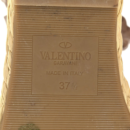 Valentino Garavani Pebbled Calfskin VLogo Ankle Wrap Espadrille 45/90mm Platform Wedge Sandals 37.5 Poudre 8 of 9