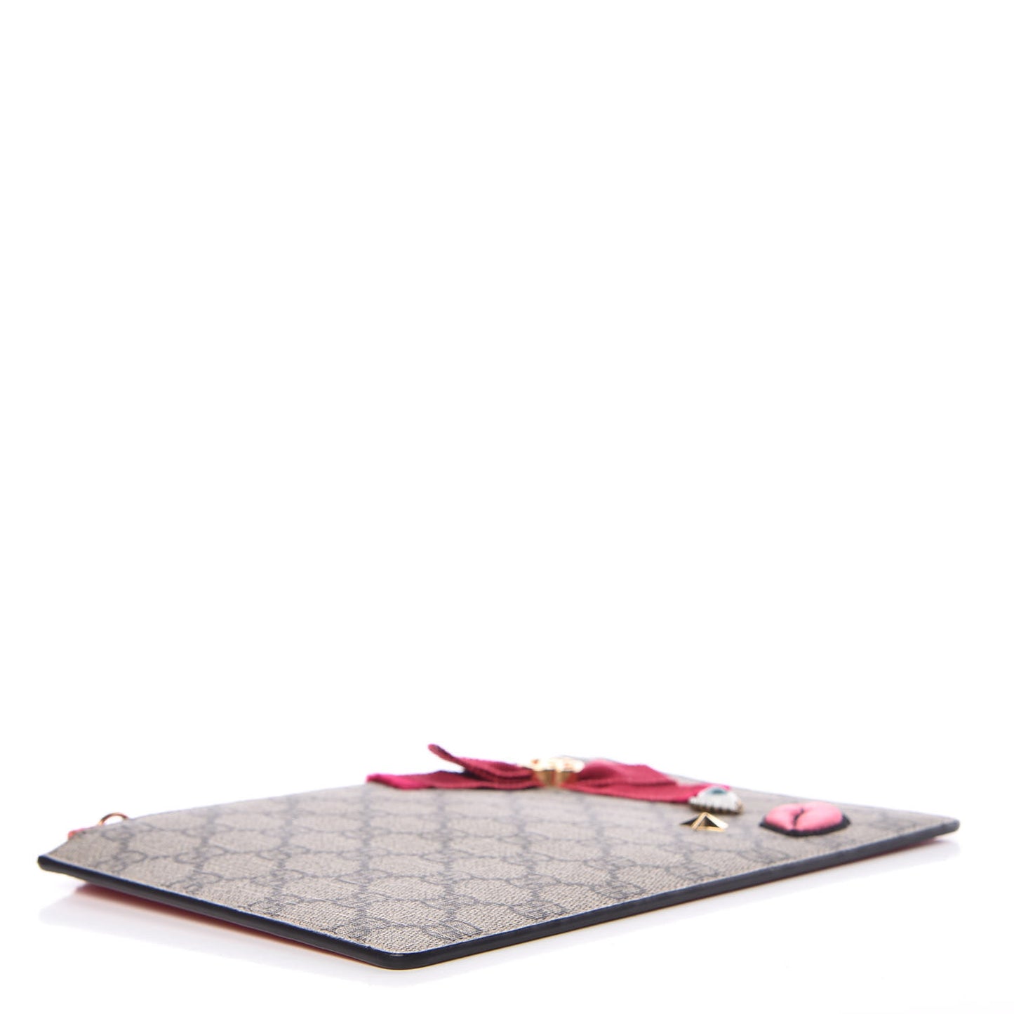 GG Supreme Monogram Embroidered Face Zip Pouch Pink