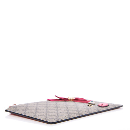 Gucci GG Supreme Monogram Embroidered Face Zip Pouch Pink 4 of 8