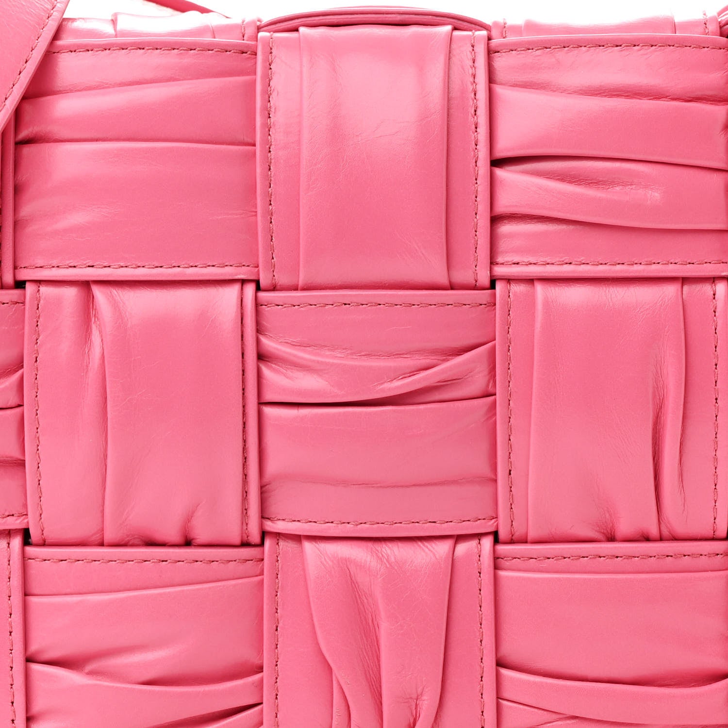 Bottega Veneta Calfskin Intreccio Plisse Cassette Crossbody Bag Pink 8 of 12