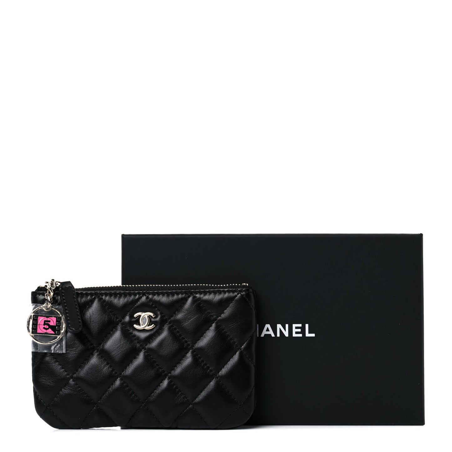 Lambskin Quilted Small No. 5 Cosmetic Case Black