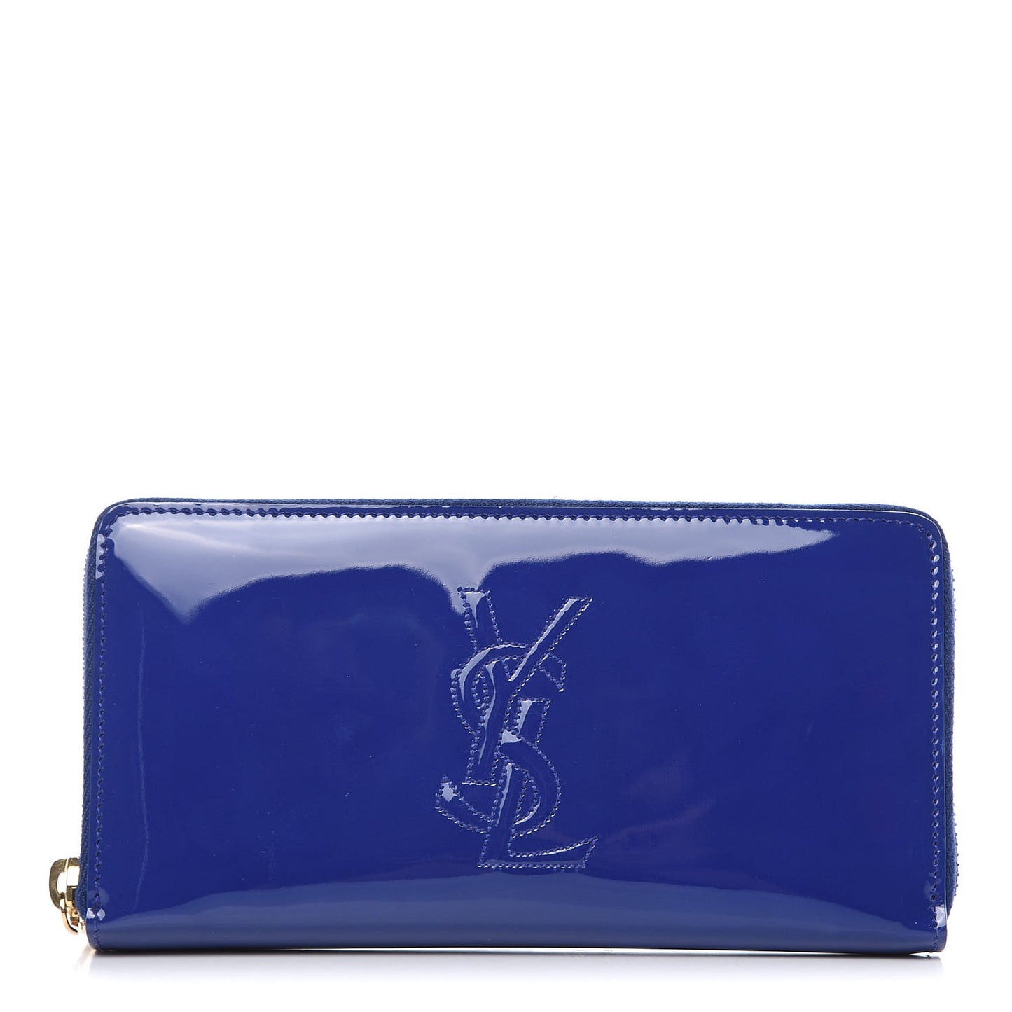 Patent Calfskin Belle De Jour Zip Around Wallet Royal Blue