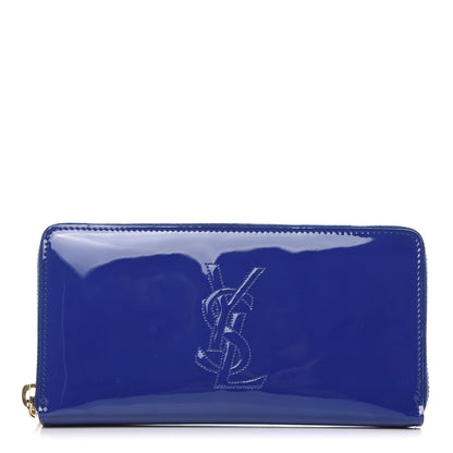 Saint Laurent Patent Calfskin Belle De Jour Zip Around Wallet Royal Blue 1 of 7