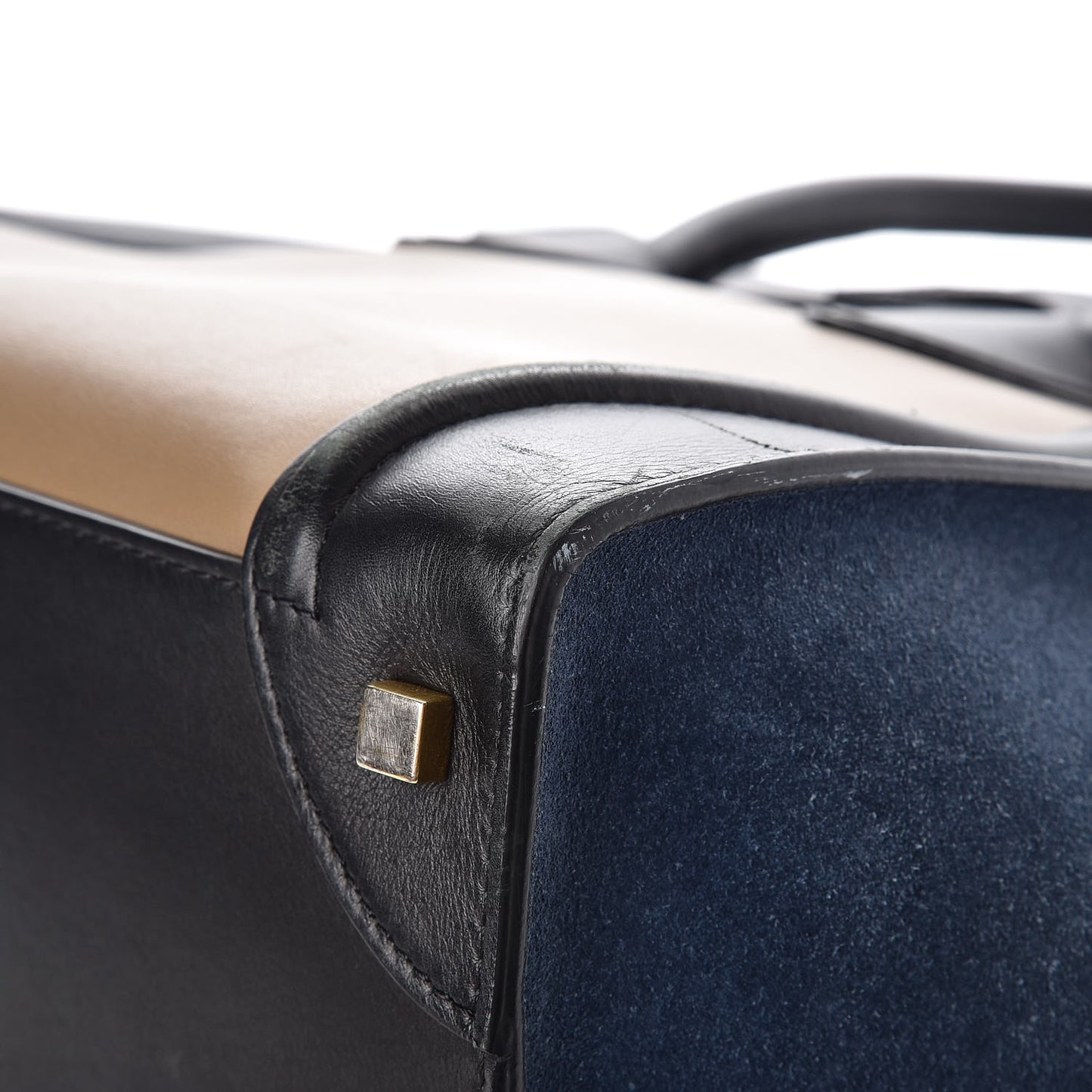 Smooth Calfskin Suede Mini Tri-Color Luggage Beige
