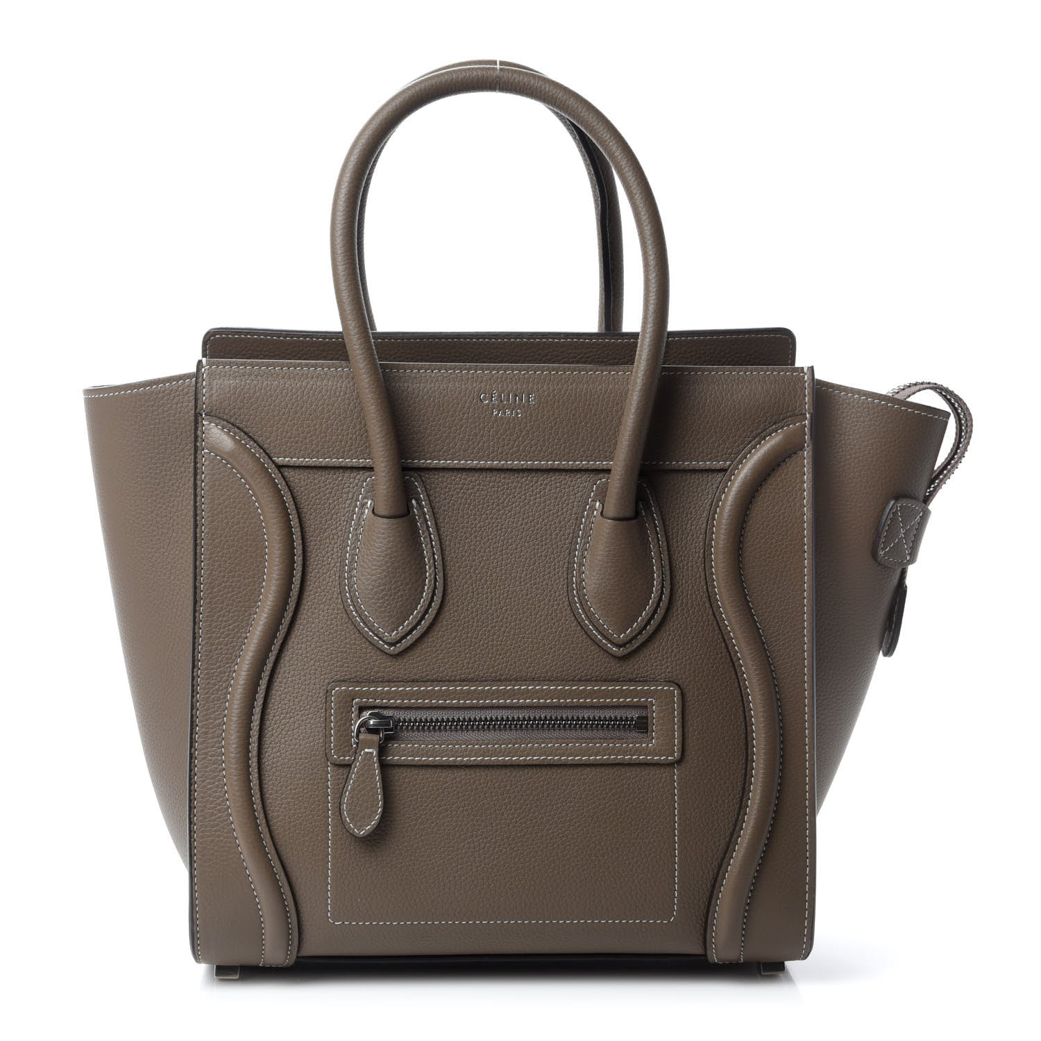 Celine Drummed Calfskin Micro Luggage Souris 1 of 10