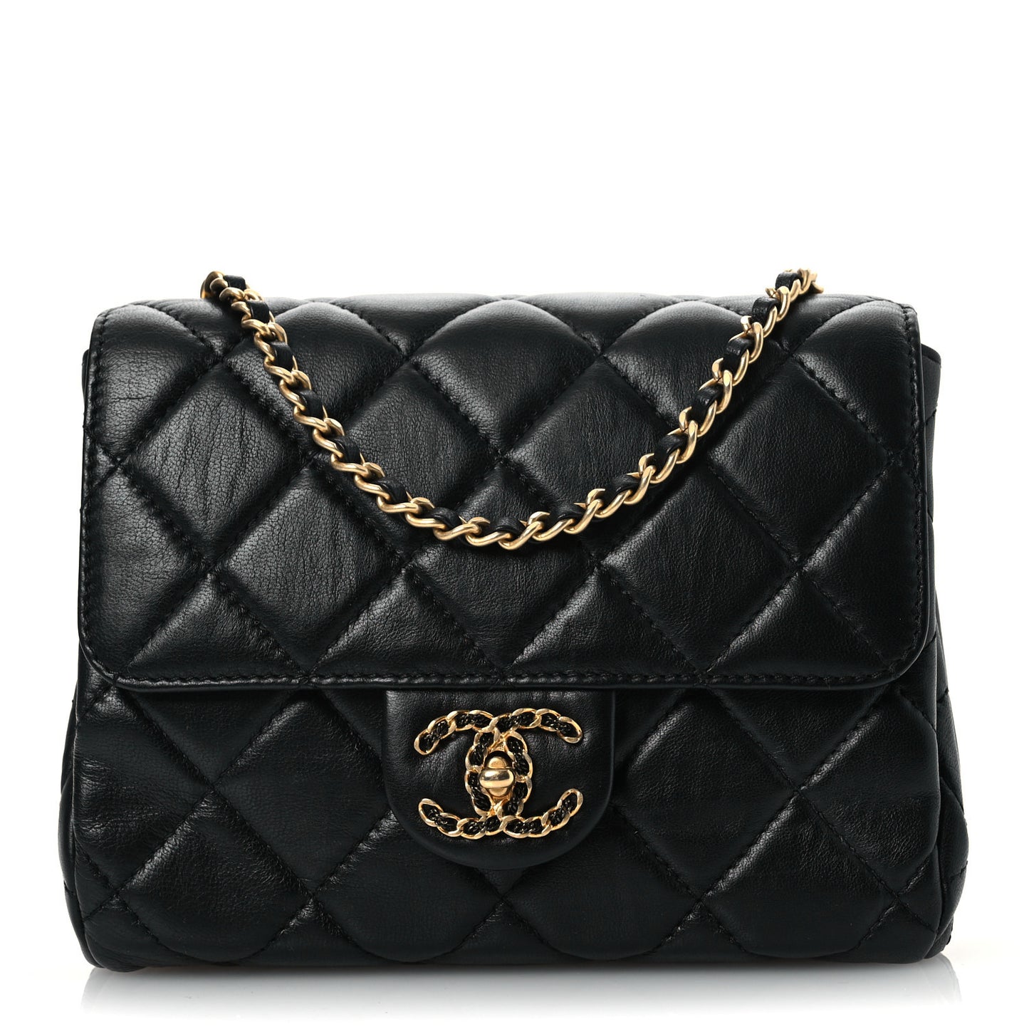 Lambskin Quilted Chanel Square Flap Black