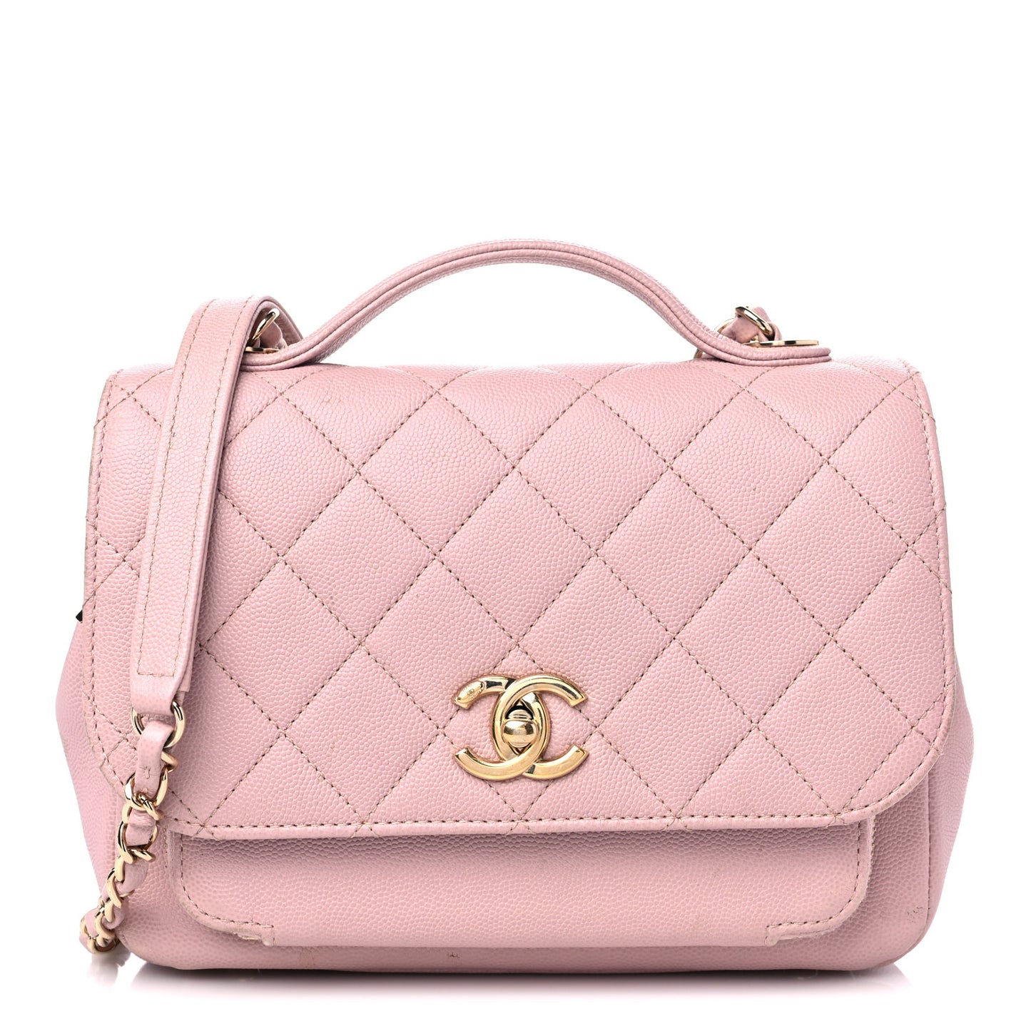 Caviar Quilted Medium Business Affinity Flap Light Pink