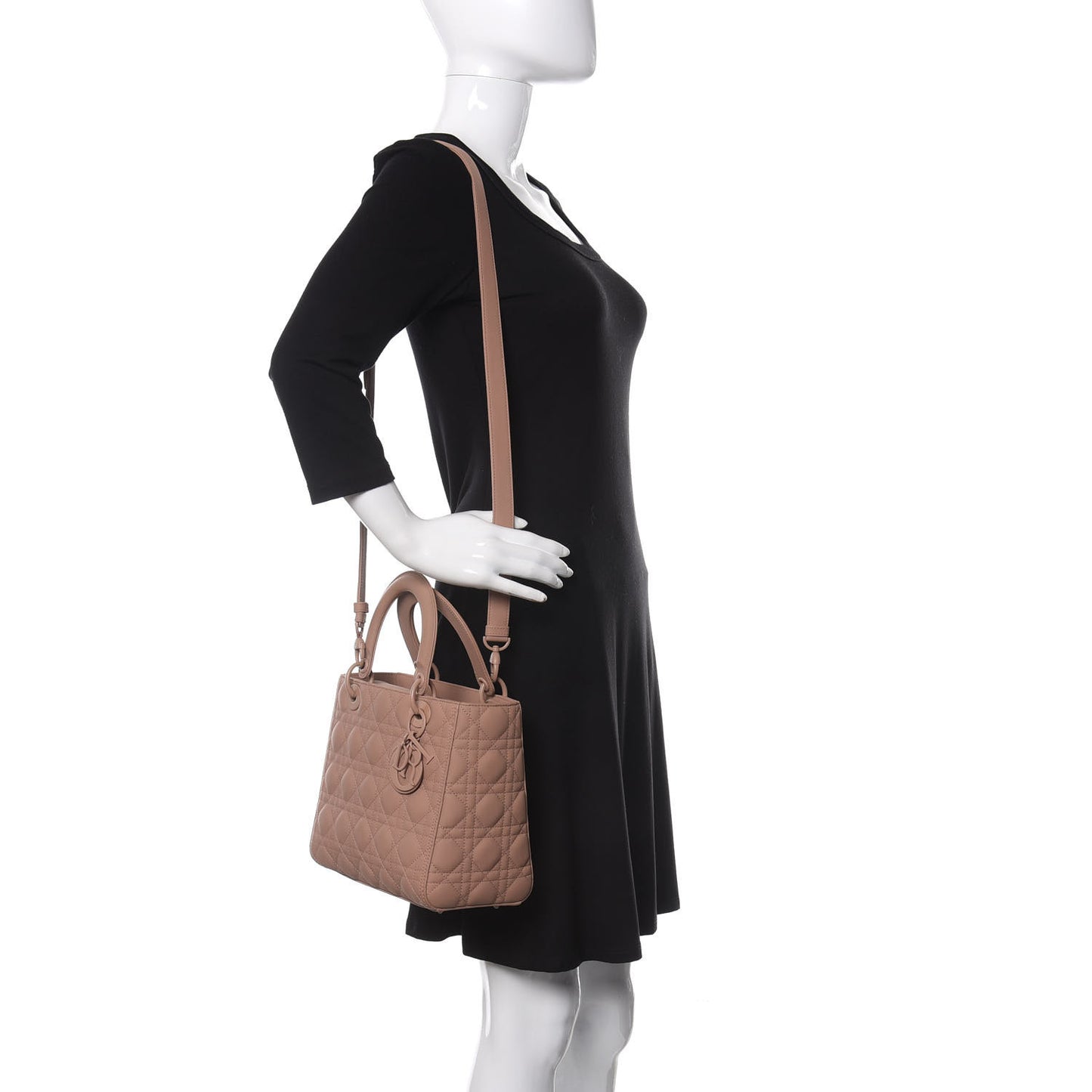 Ultra Matte Calfskin Cannage Medium Lady Dior Beige