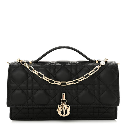 Christian Dior Lambskin Lady Dior Top Handle Clutch Black 1 of 10