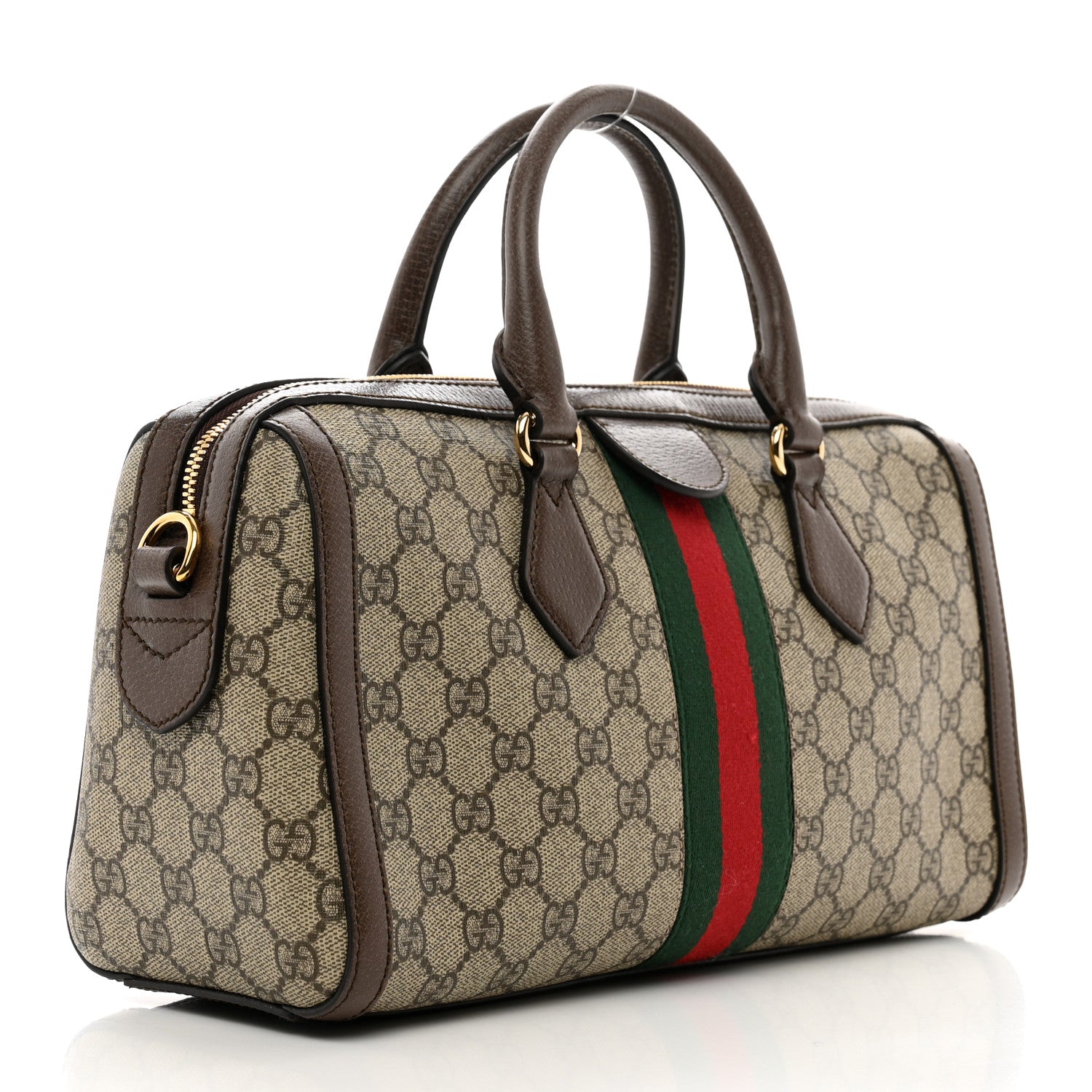 Gucci GG Supreme Monogram Web Medium Ophidia Boston Brown 3 of 10
