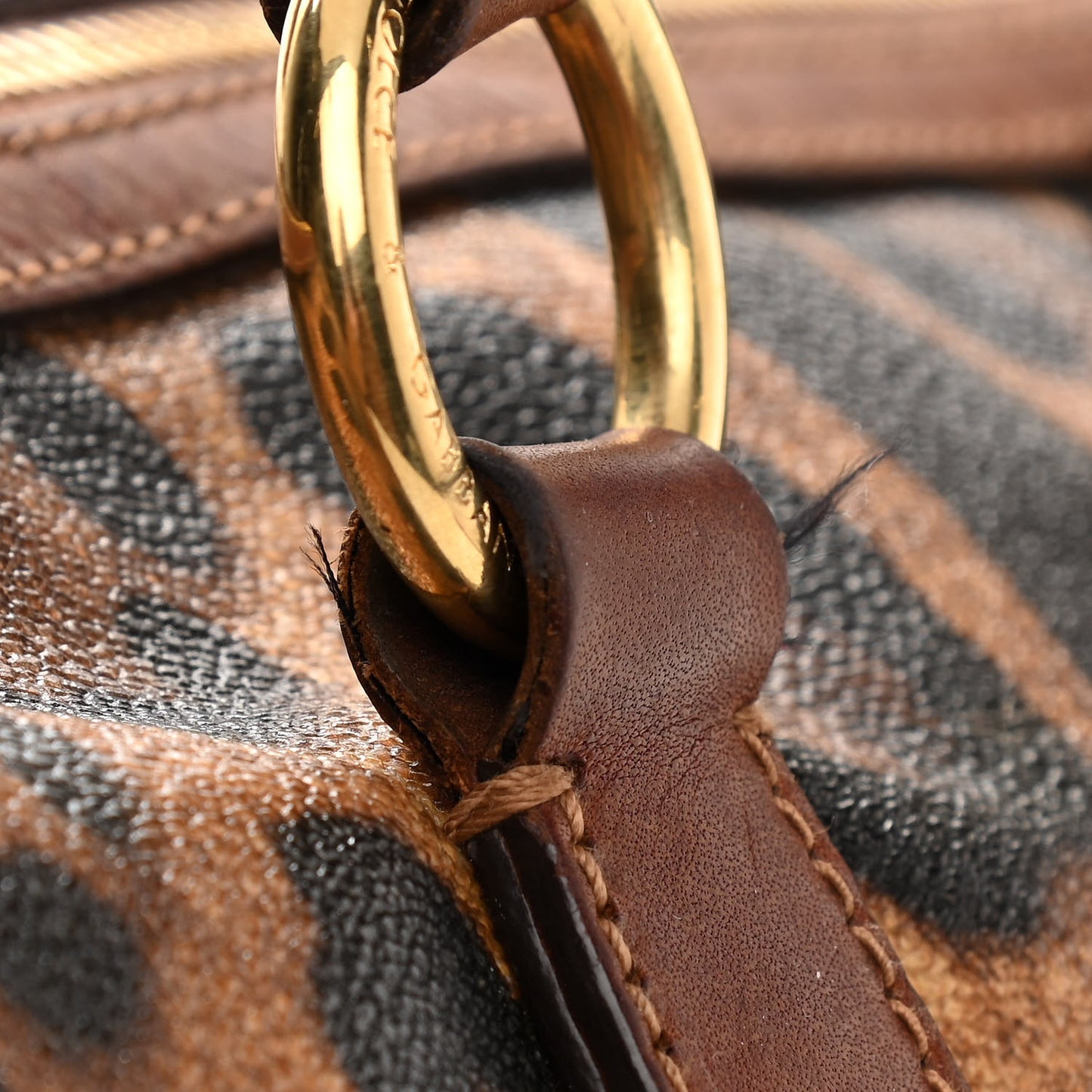 Coated Canvas Leopard Print Boston Bag