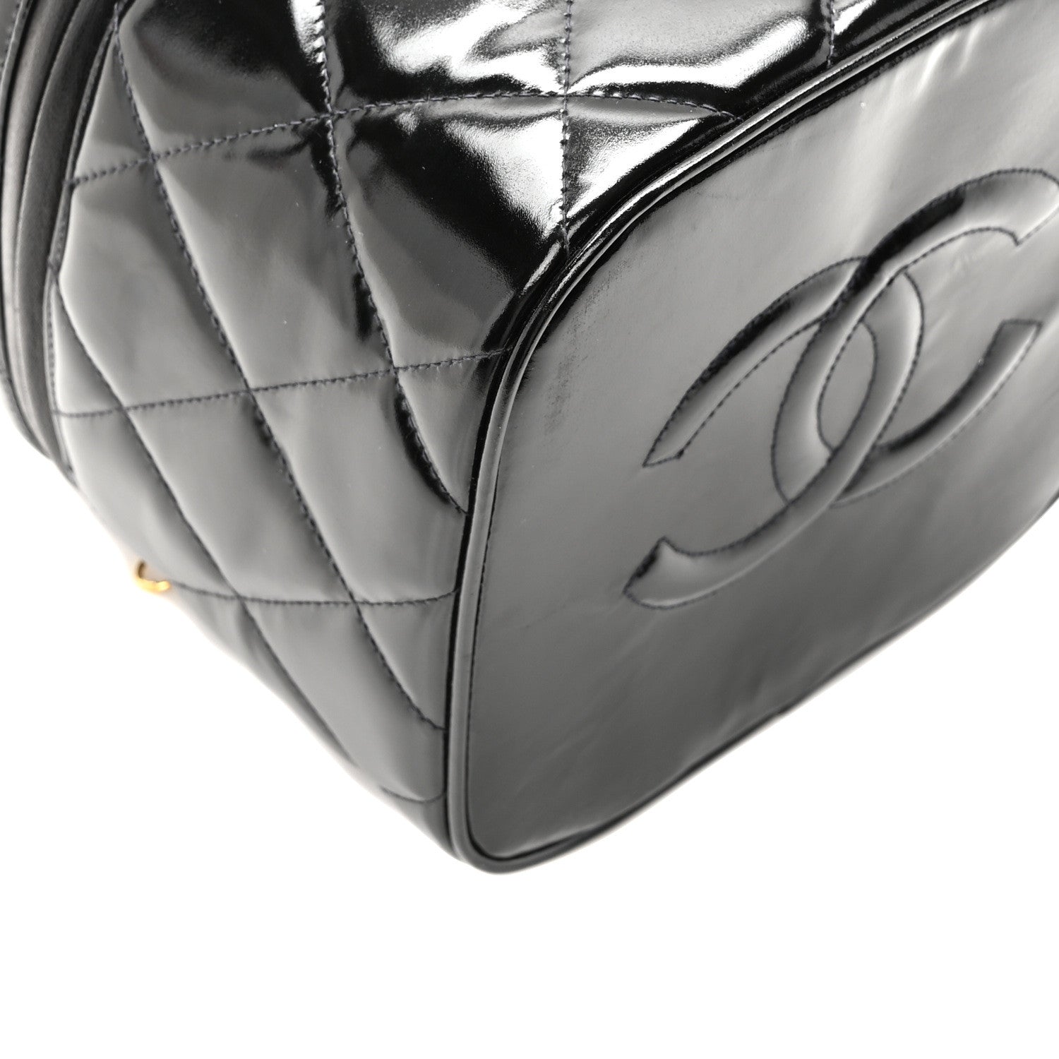Chanel Patent Quilted Top Handle Vanity Case Black 9 of 10