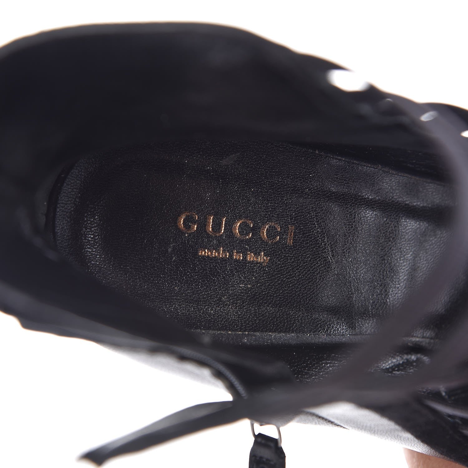 Gucci Nappa Kid Scamosciato Elastic Olimpia Open Toe Booties 40 Black 9 of 11