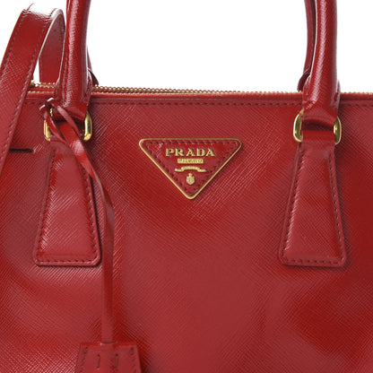 Prada Saffiano Vernice Small Galleria Double Zip Tote Rosso 10 of 10