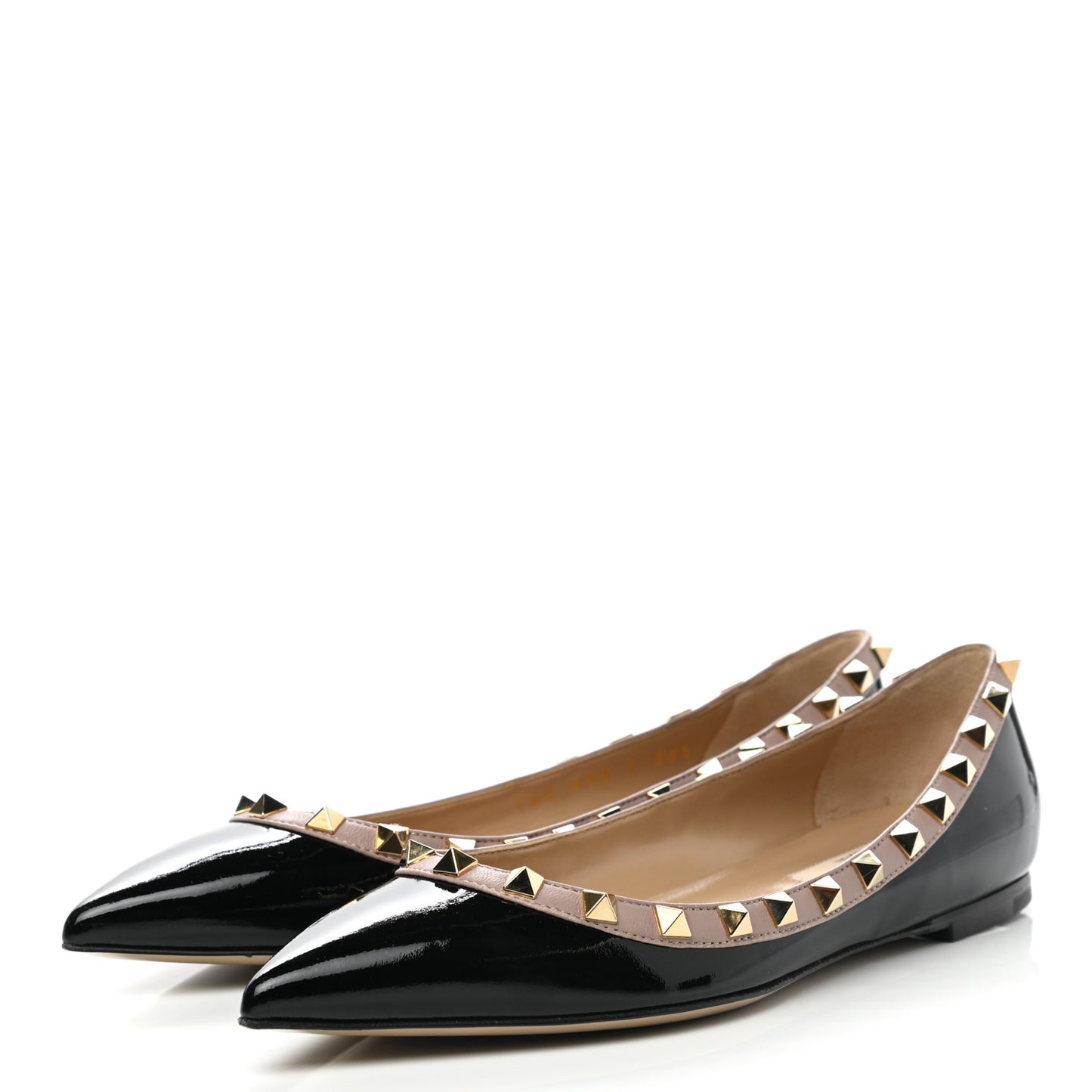 Patent Nappa Rockstud Ballerina Flats 36.5 Black Poudre