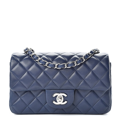 Chanel Lambskin Quilted Mini Rectangular Flap Dark Blue 1 of 12