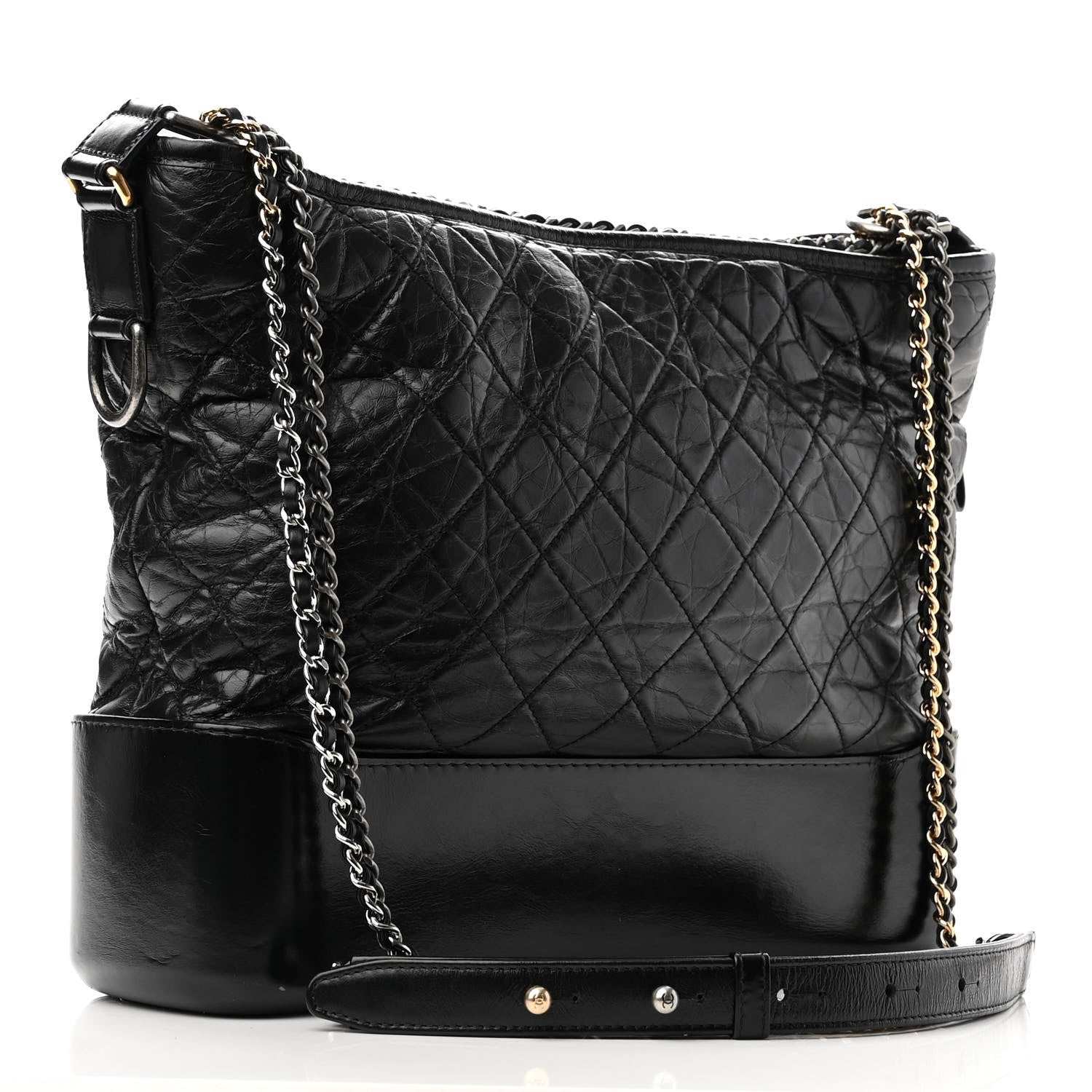 Chanel Aged Calfskin Quilted Large Gabrielle Hobo Black 3 of 14