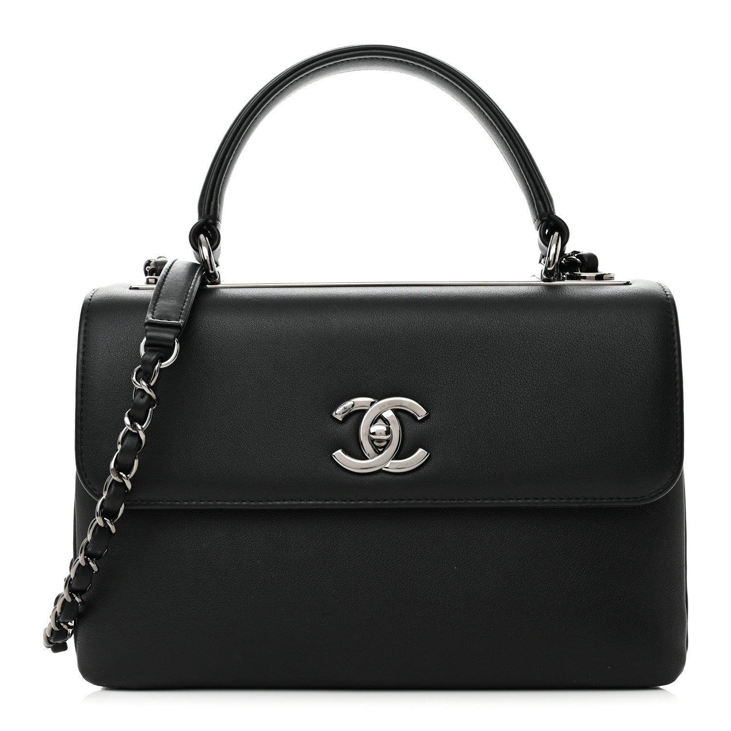Chanel Calfskin Small Trendy CC Dual Handle Flap Bag Black 1 of 11