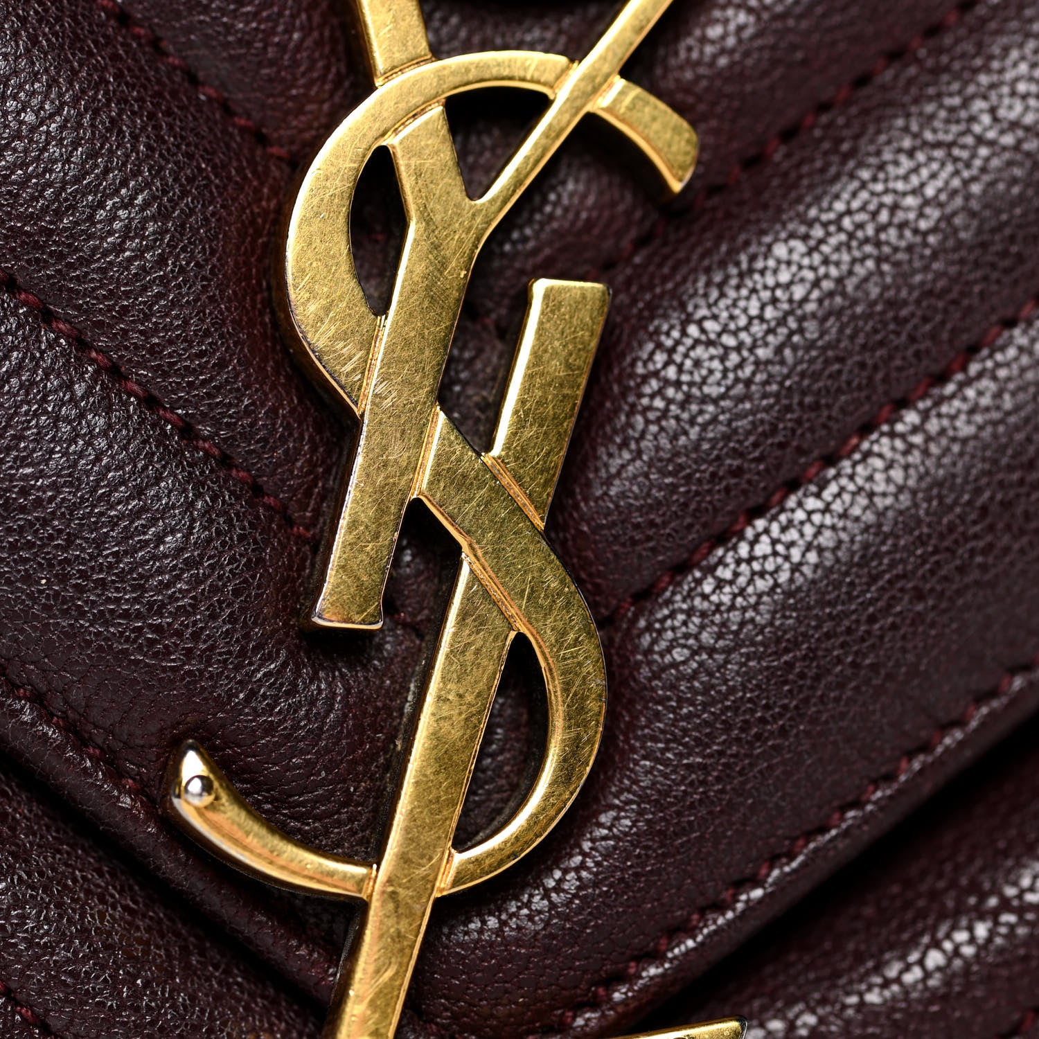 Saint Laurent Sheepskin Matelasse Chevron Monogram Large College Satchel Bordeaux 17 of 24