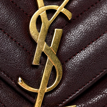 Saint Laurent Sheepskin Matelasse Chevron Monogram Large College Satchel Bordeaux 17 of 24