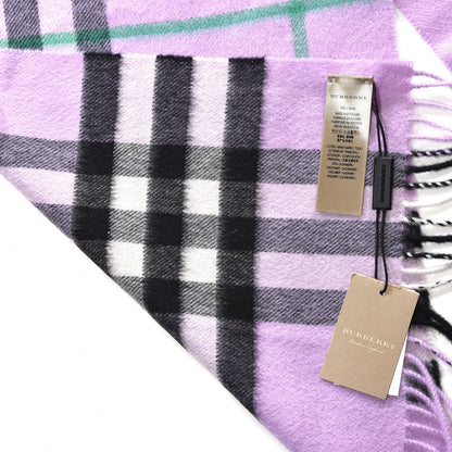 Burberry Cashmere Giant Check Icon Stripe Fringe Scarf 4 of 4