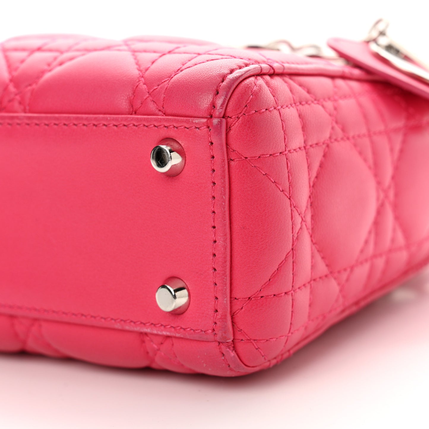 Lambskin Cannage Mini Lady Dior Fuchsia