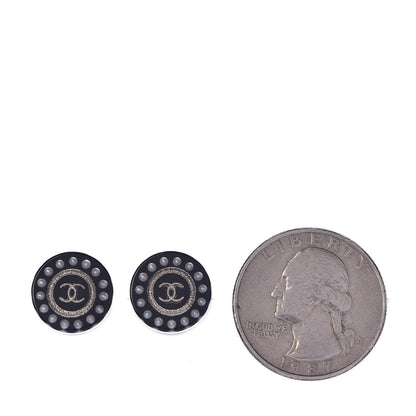 Chanel Resin Pearl CC Stud Earrings Black 2 of 5