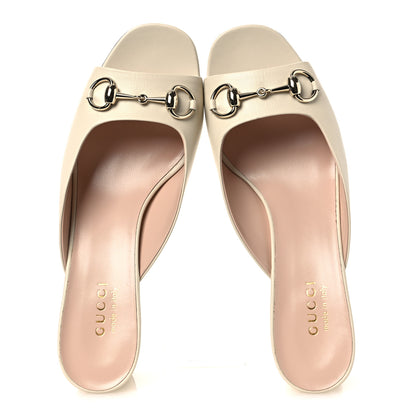 Gucci Nappa Horsebit 75mm Slide Sandals 39.5 Mystic White 2 of 12