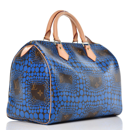 Louis Vuitton Monogram Kusama Town Speedy 30 Blue 3 of 9