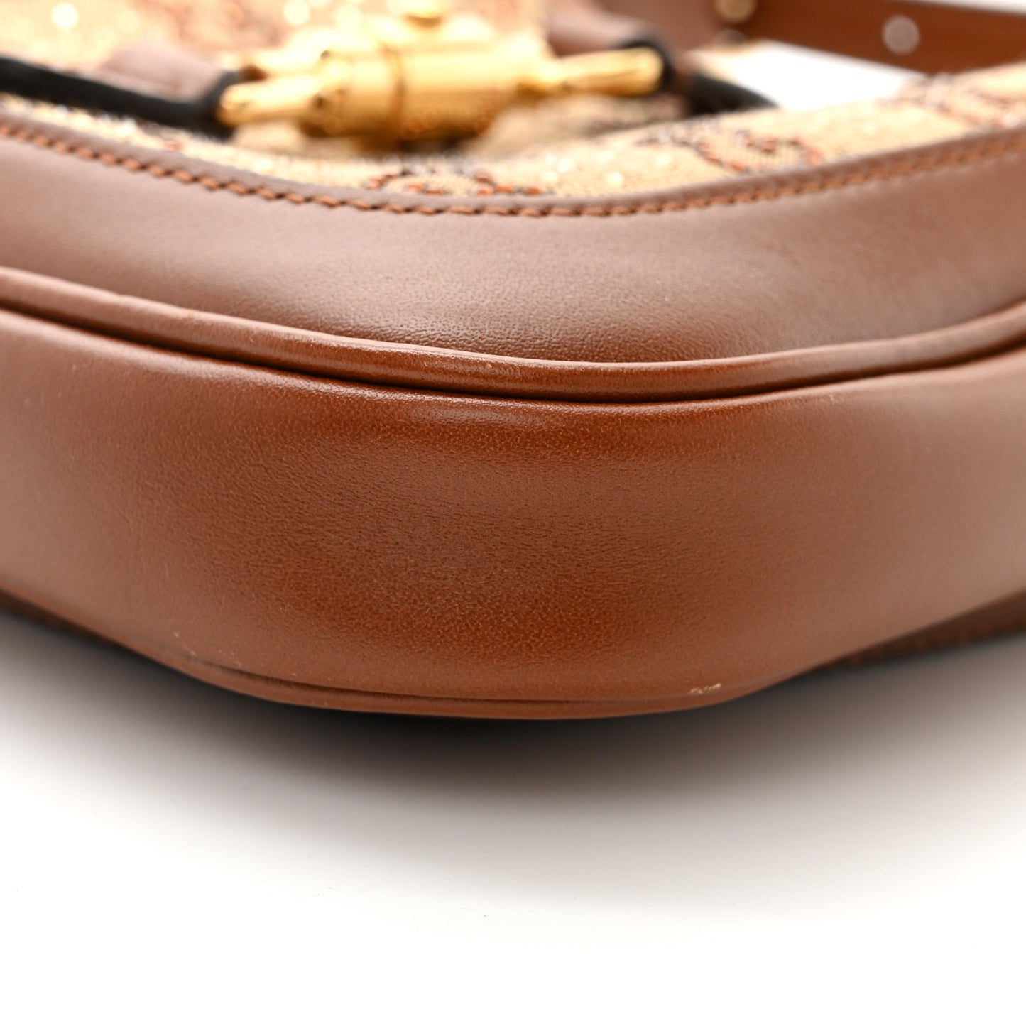 New Canvas Charisma Calfskin Crystal GG Monogram Mini Jackie 1961 Hobo Camel Ebony