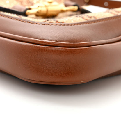 Gucci New Canvas Charisma Calfskin Crystal GG Monogram Mini Jackie 1961 Hobo Camel Ebony 11 of 11