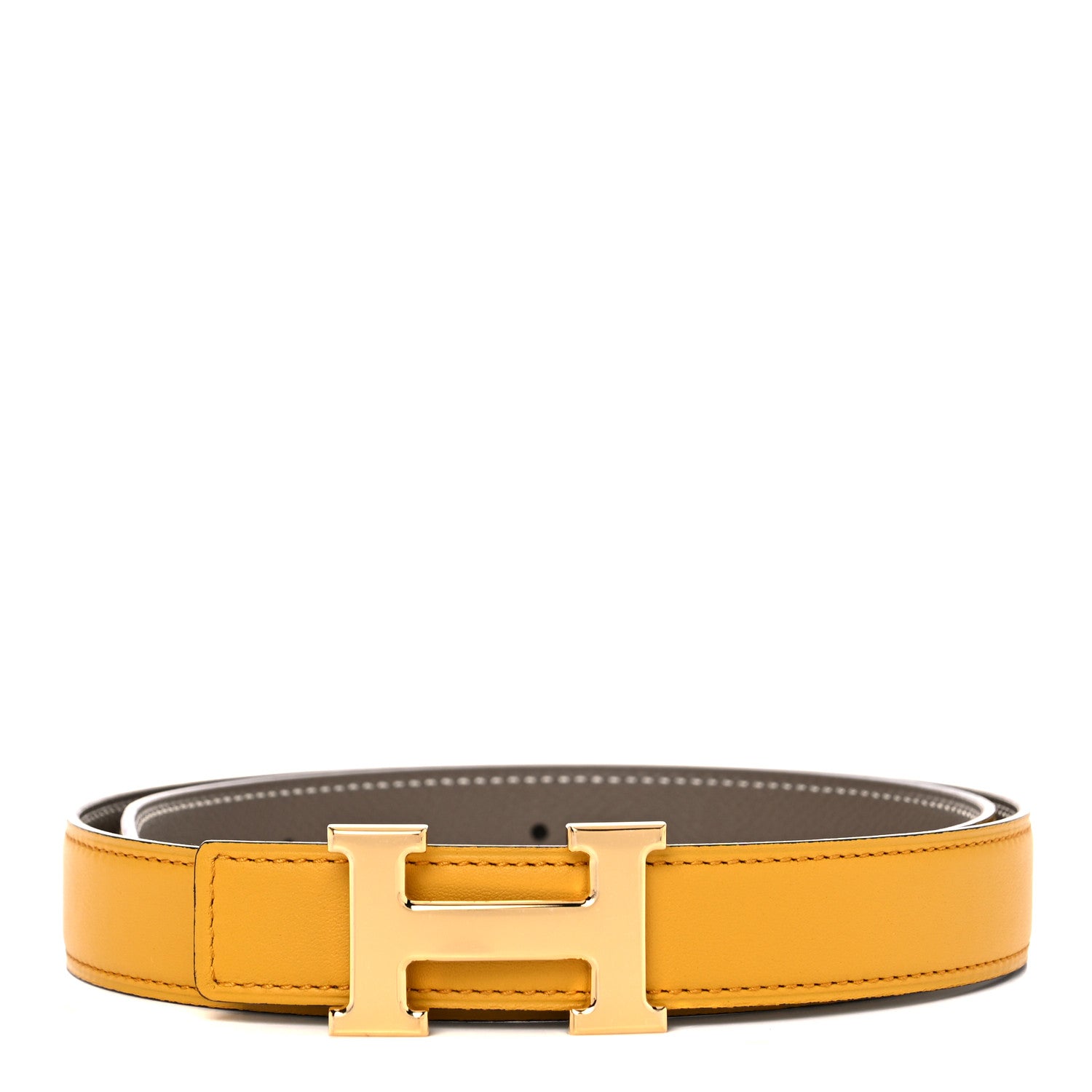 Hermes Epsom Swift 24mm H Belt 75 Etoupe Jaune Ambre 1 of 5