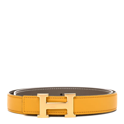 Hermes Epsom Swift 24mm H Belt 75 Etoupe Jaune Ambre 1 of 5