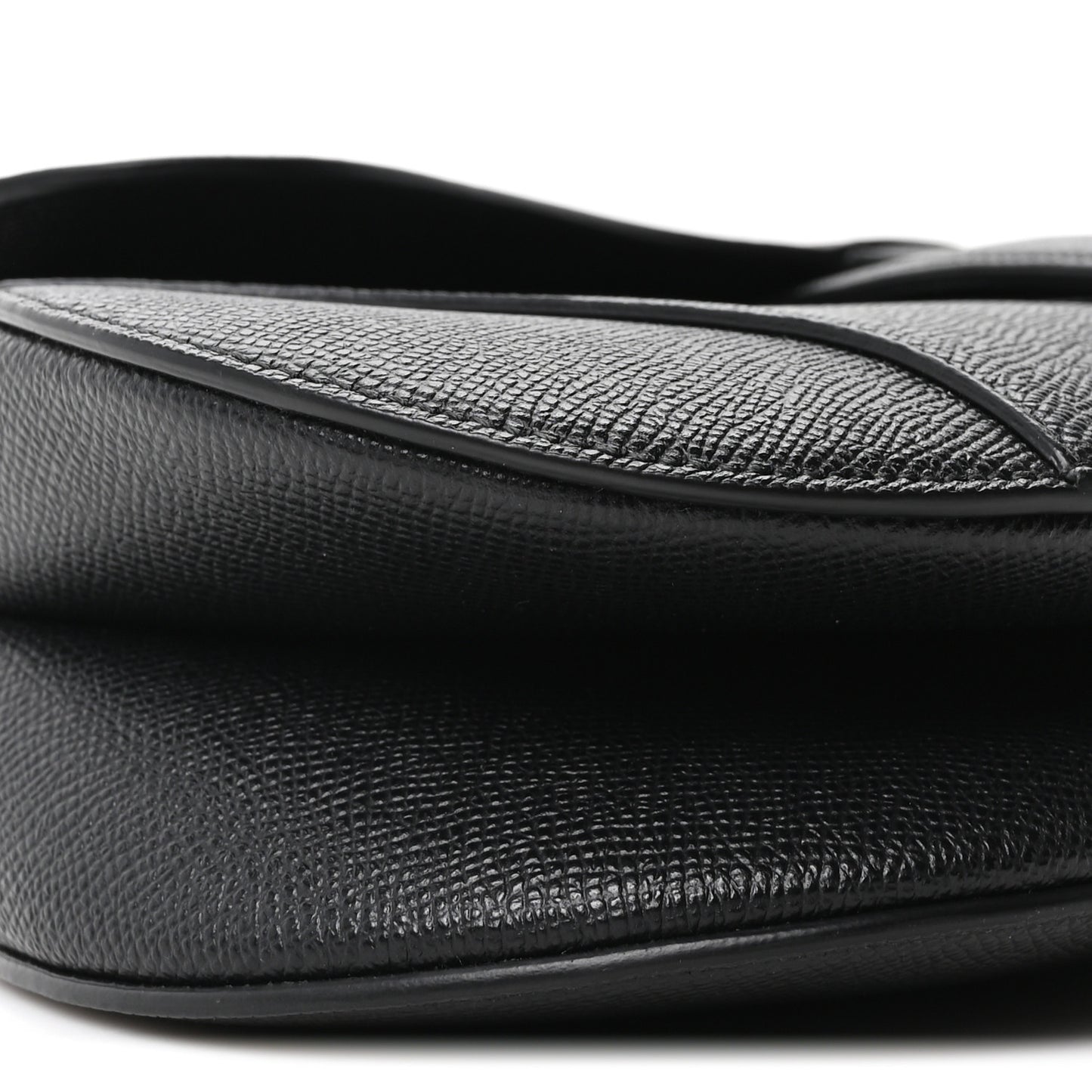 Grained Calfskin Saddle Bag With Strap Black