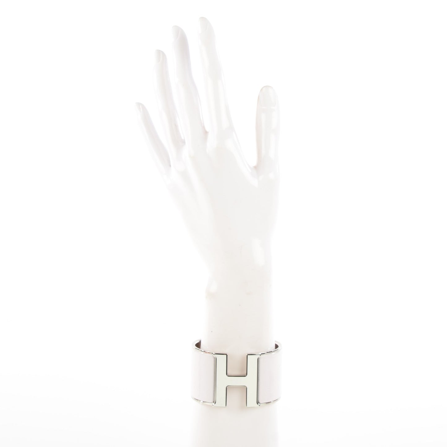 Enamel Extra Wide Clic H Bracelet PM Nymph Pink White