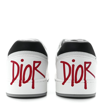 Christian Dior X SHAWN STUSSY Smooth Calfskin Oblique Mens B27 Low Top Sneakers 43 White Red 5 of 11