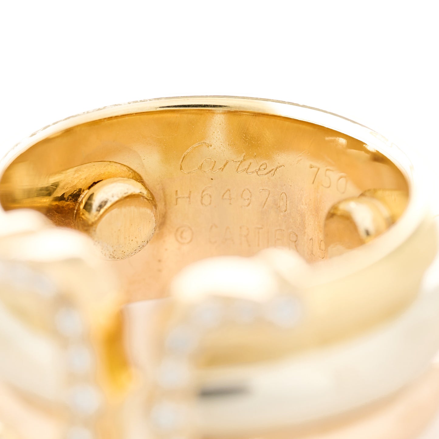 18K Pink Yellow White Gold Diamond 11mm C De Cartier Ring 44 3